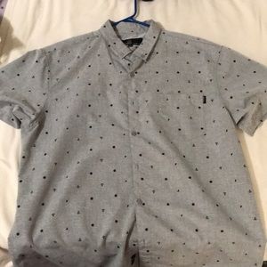 gray patterned button down (short sleeve)